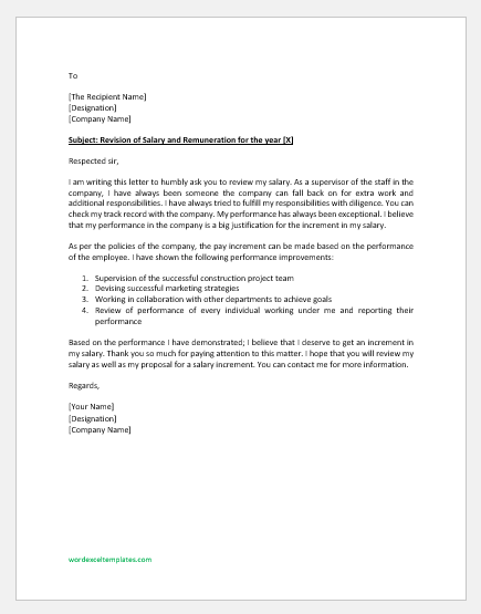 Salary Increment Proposal Letter to Management