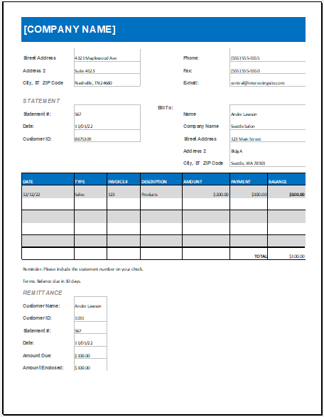 Modèle de feuille de calcul de note de trésorerie pour Excel