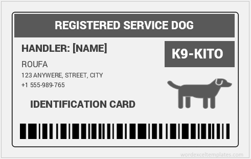 Service Dog ID badge template