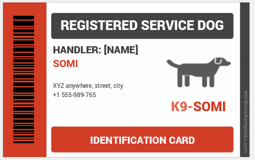 Service Dog ID badge template