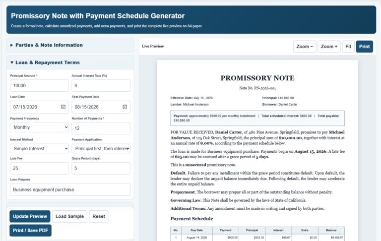 Promissory Note Generator
