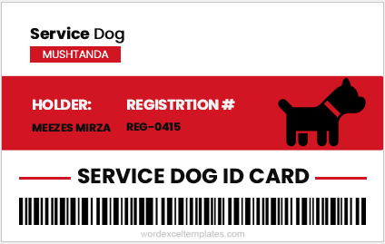 Service dog ID card template