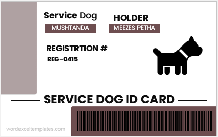 Modèle de carte d'identité pour chien d'assistance