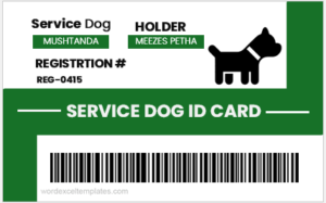 Service dog ID card template