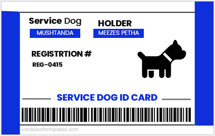 Service dog ID card template