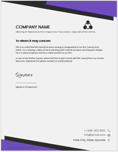 Employment certificate template