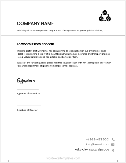 Employment certificate template