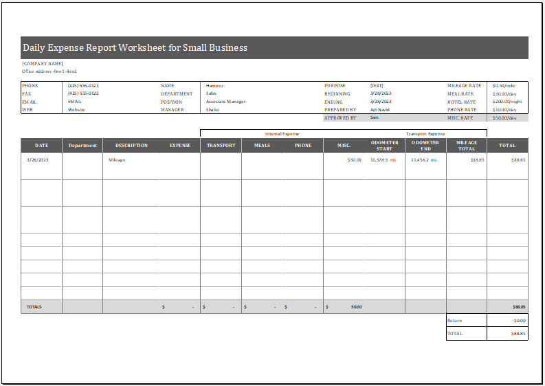 Vehicle Mileage & Fuel Consumption Worksheet