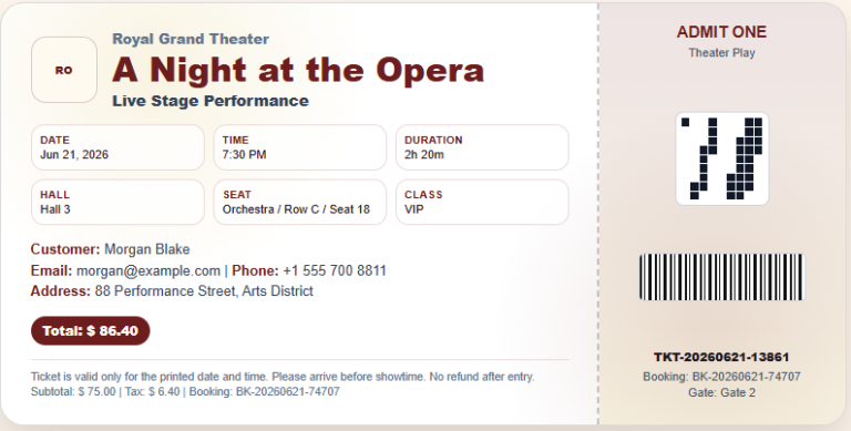 Theater Ticket Template