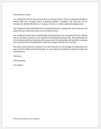 Partnership Proposal Email Template