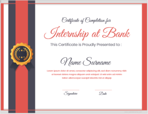 Internship Completion Certificate from Bank