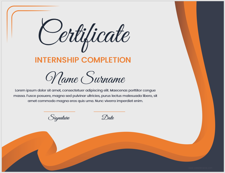 Internship Completion Certificate from Bank
