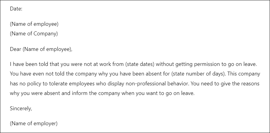 Letter to Employee for Why not Coming to Work ﻿
