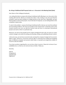 Proposal Letter to Management for Additional Staff