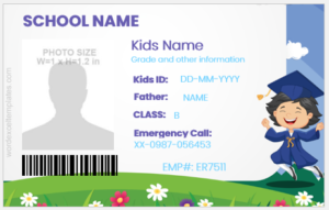 Kids school ID badge template