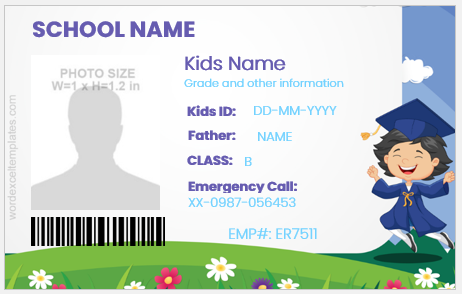 Kids school ID badge template