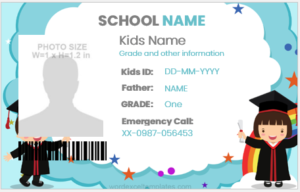 Kids school ID badge template