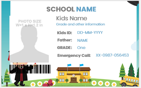 Kids school ID badge template