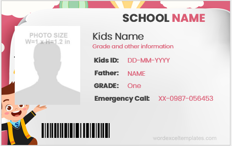 Kids school ID badge template