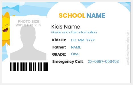 Kids school ID badge template