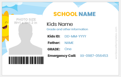Kids School ID Badge Templates Download Edit Print