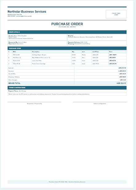 Purchase Order Template