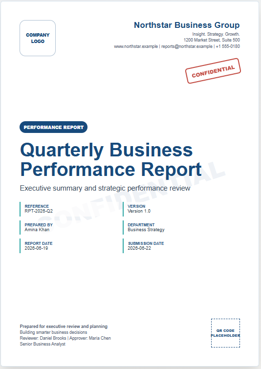 Business Report Cover Page Template