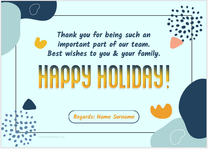 Happy holiday card for employee