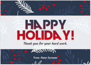 Happy holiday card for employee