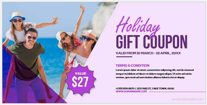 Holiday gift coupon template