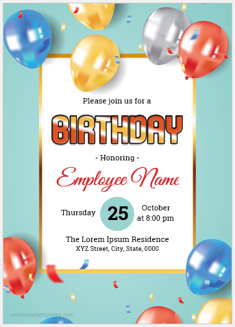 Employee birthday announcement card template