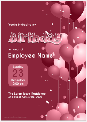 Employee birthday announcement card template
