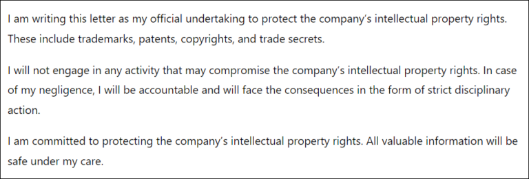 Undertaking Letter for Company