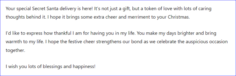 Secret Santa letter to boyfriend