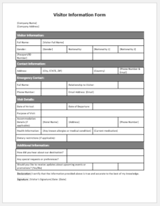 Visitor Information Form