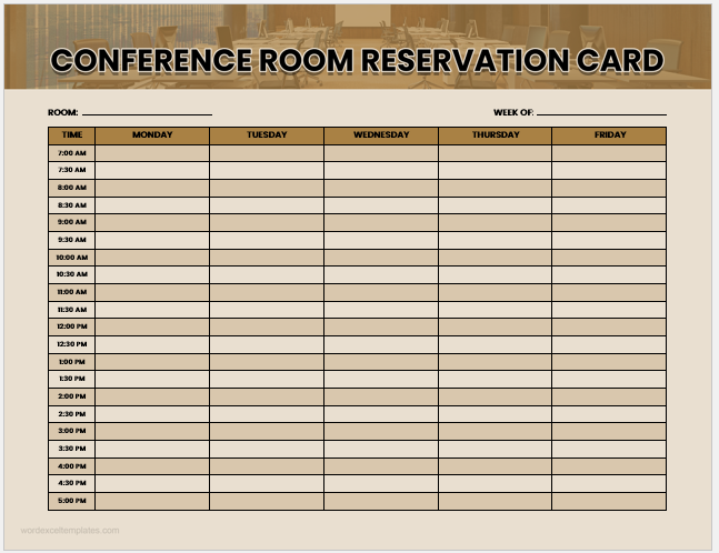Conference room reservation card