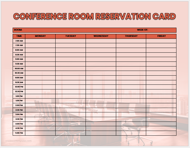 Conference room reservation card