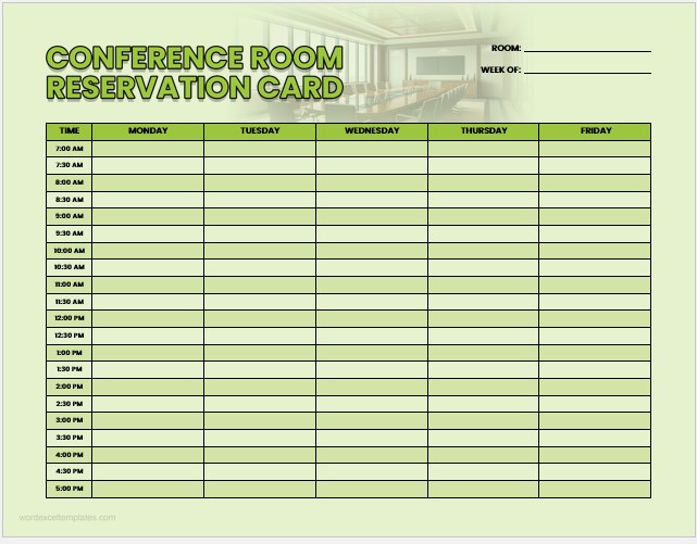 Conference room reservation card