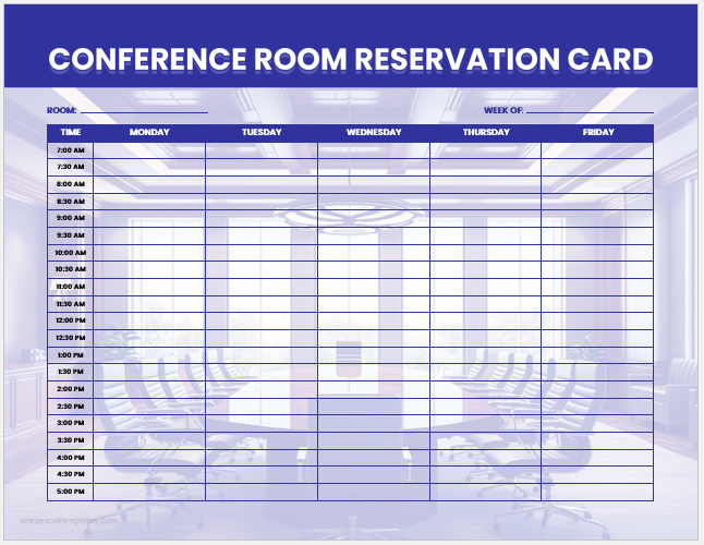 Conference room reservation card