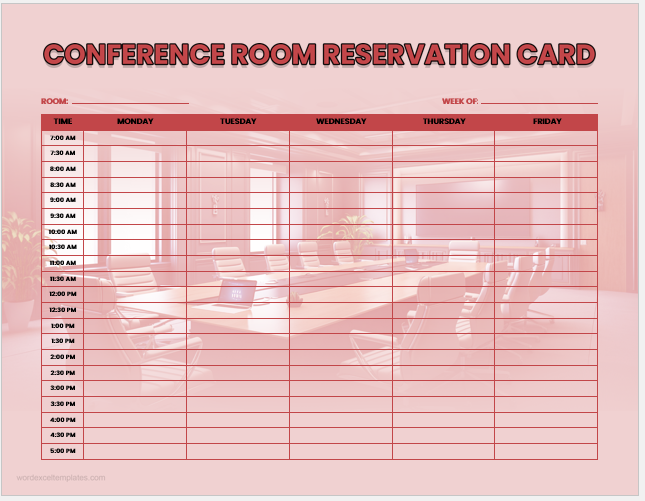 Conference room reservation card