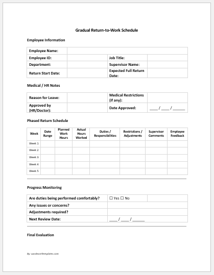 Gradual Return-to-Work Schedule