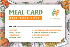 Company meal card template