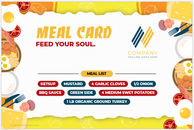 Company meal card template