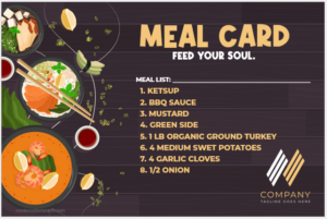 Company meal card template