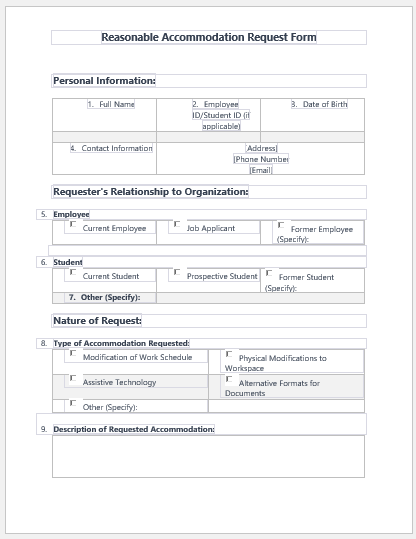 Reasonable Accommodation Request Form