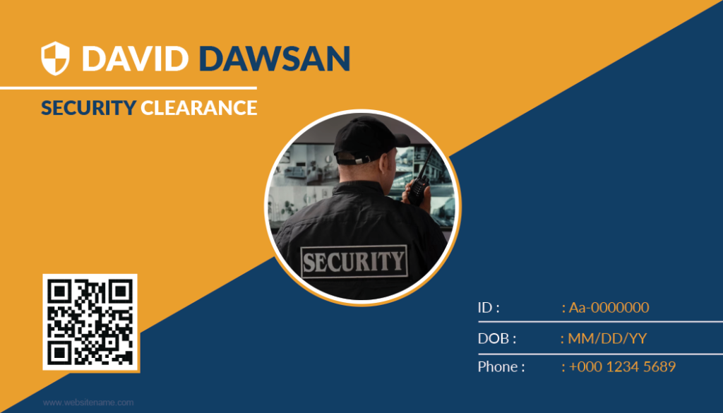 Security Clearance Card Template