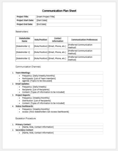 Communication Plan Sheet