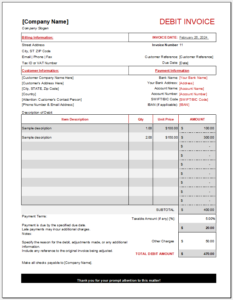 Debit Invoice