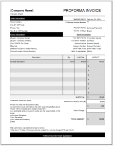 Proforma Invoice Template