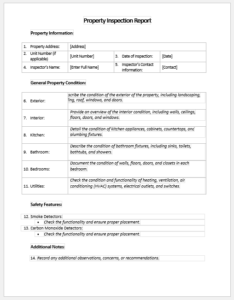 Property Inspection Report Form